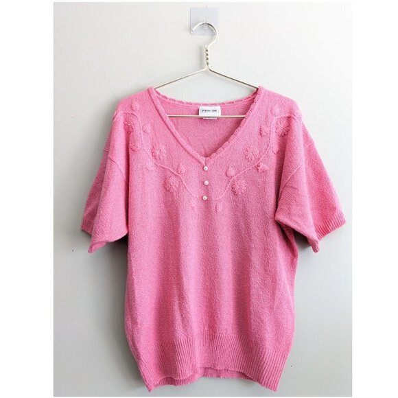 Vintage Perspective Pink pearl floral top - Picture 1 of 7